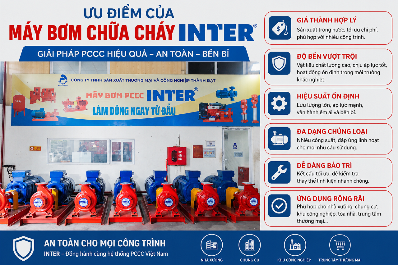 Ưu điểm của máy bơm chữa cháy điện trục rời INTER