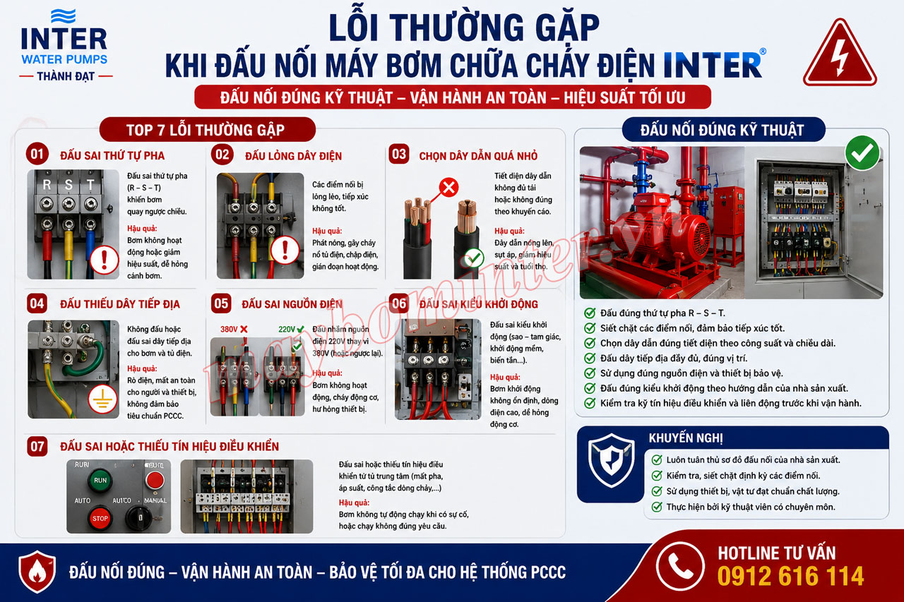 Lỗi thường gặp khi đấu nối máy bơm chữa cháy điện INTER