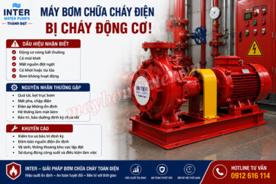 Máy bơm chữa cháy điện INTER bị cháy động cơ nguyên nhân và cách khắc phục
