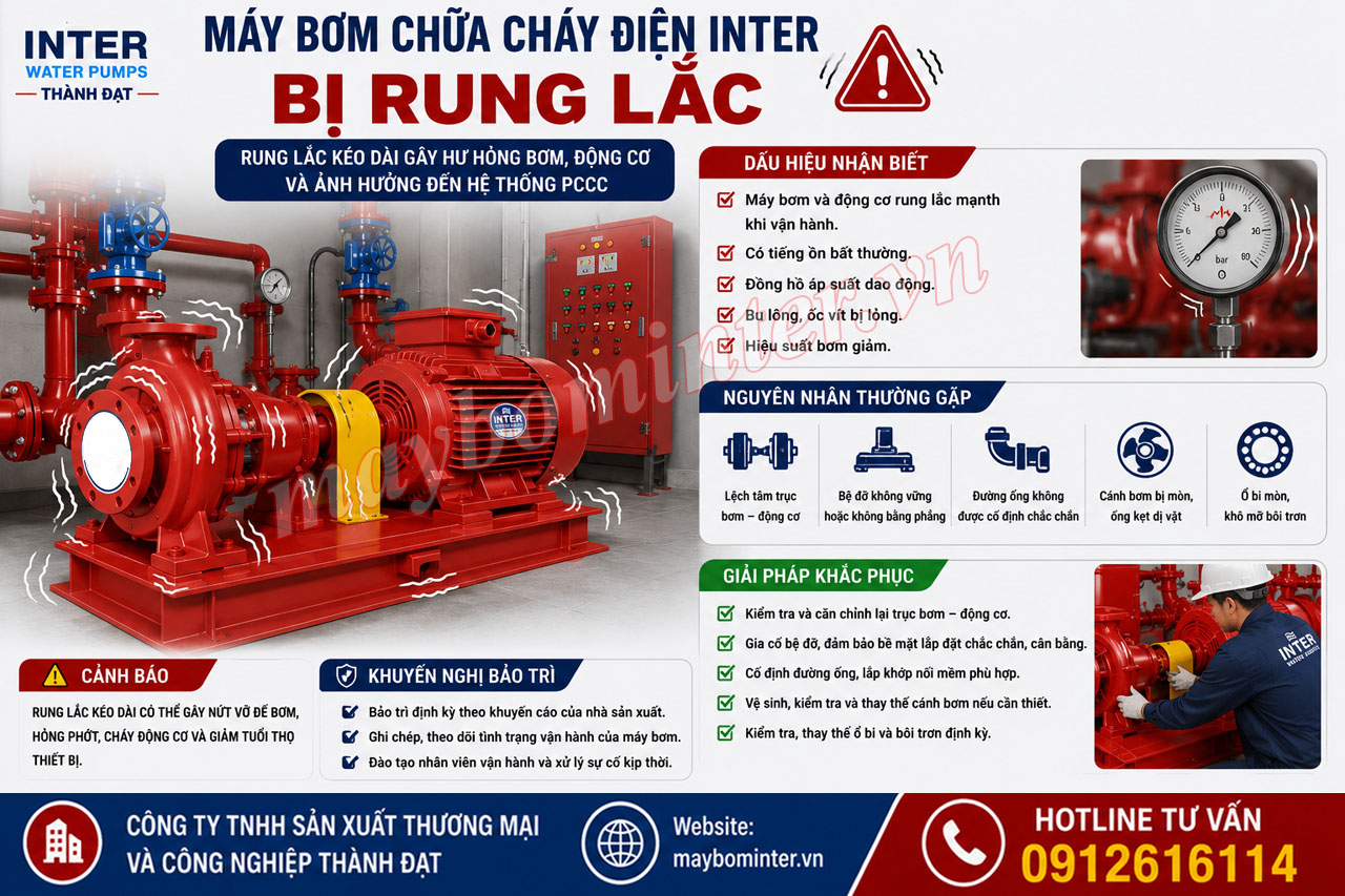 Máy bơm chữa cháy điện INTER bị rung lắc do đâu