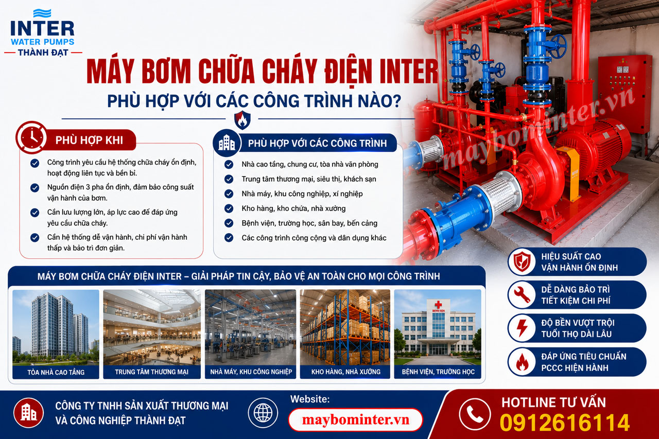 Máy bơm chữa cháy điện INTER phù hợp với các công trình nào