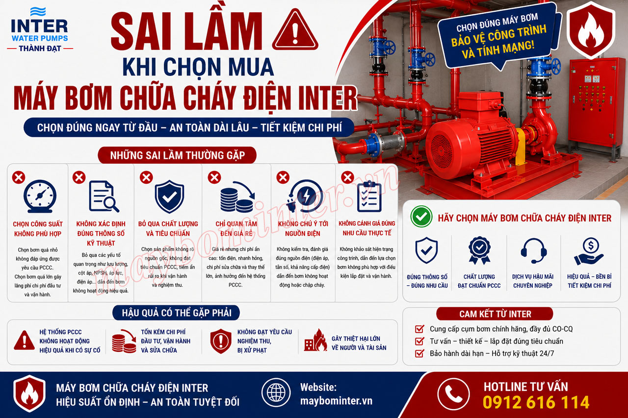 Sai lầm khi chọn mua máy bơm chữa cháy điện INTER