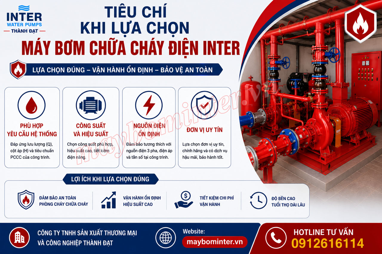 Tiêu chí lựa chọn máy bơm chữa cháy điện INTER Tiêu chí lựa chọn máy bơm chữa cháy điện INTER